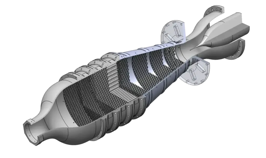 小型高速風洞試験装置断面.High speed Wind tunnel cutaway